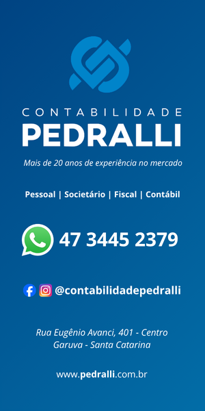 Contabilidade Pedralli, Garuva (SC): pessoal, societário, fiscal e contábil. WhatsApp 47 3445 2379